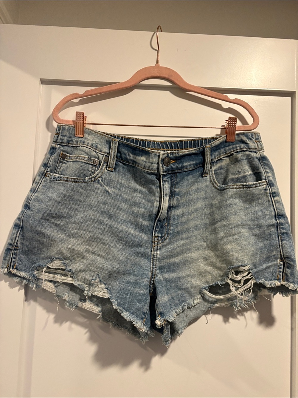 aerie Light Blue Distressed Denim Jean Shorts